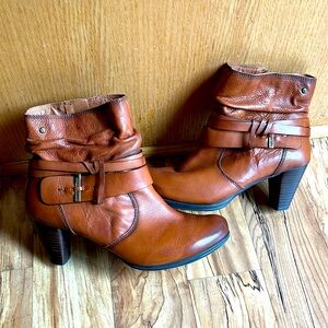 Pikolinos Verona Size 41 / 10.5 cognac leather ankle boots booties made in Spain